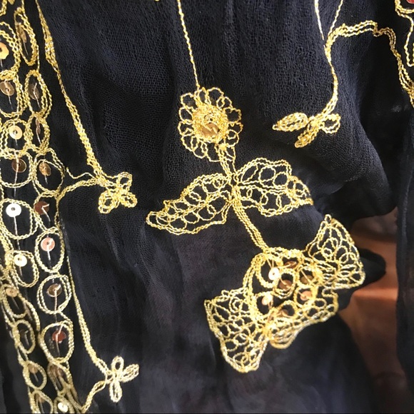 Sheer gold sequins & threading festival top - Picture 3 of 5
